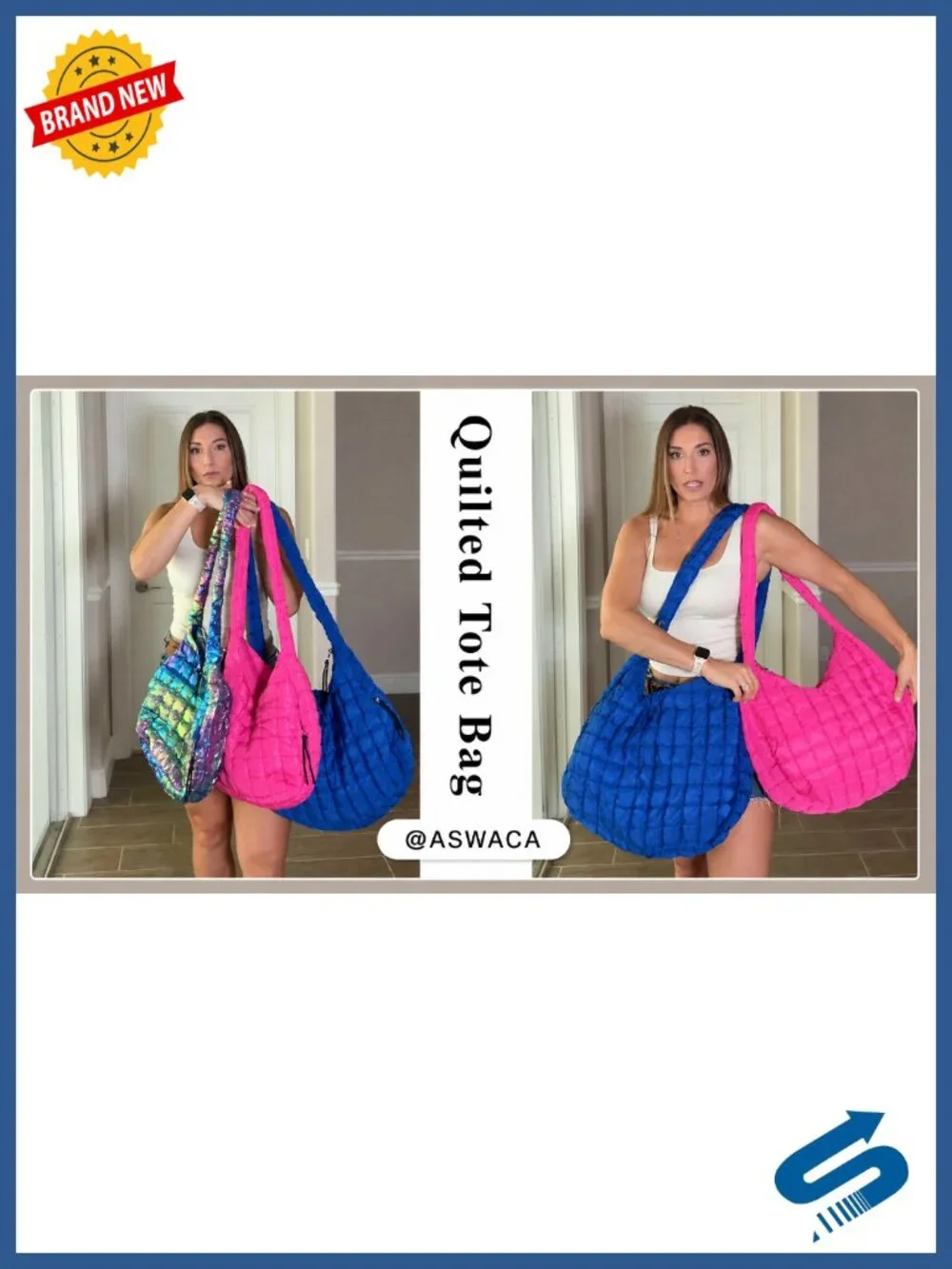 Quilted Puffer Tote Bag Nylon Crossbody Hobo Shoulder Bag Puffy Purse Large